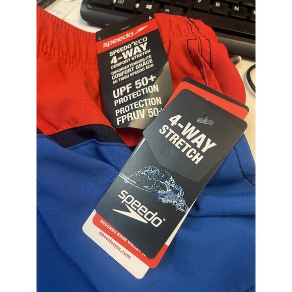 Speedo Men's 4-WAY STRETCH Swim Trunk Mid Length Redondo Stripe 18'' Large - Picture 6 of 16